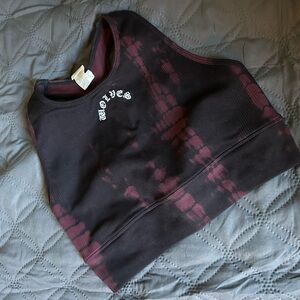 Darc Sport Black and Burgundy Tie-Dye Crop Tank Top